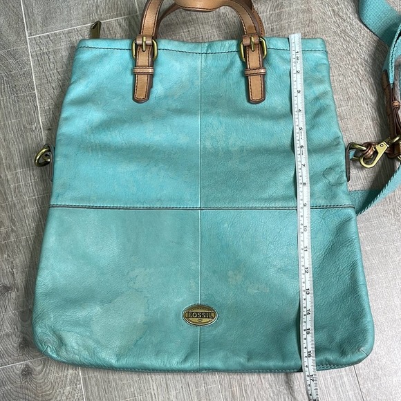 Vintage FOSSIL Teal Large Leather Explorer Foldover Crossbody Messenger Bag - Picture 14 of 15
